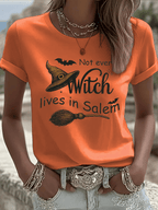 Women's Halloween Printed Round Neck T-Shirt