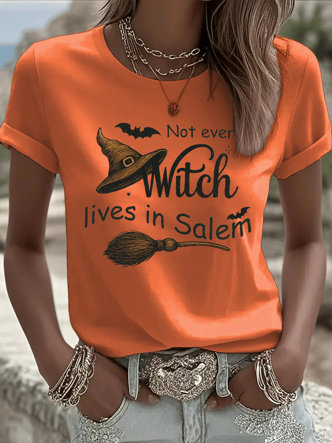 Women's Halloween Printed Round Neck T-Shirt