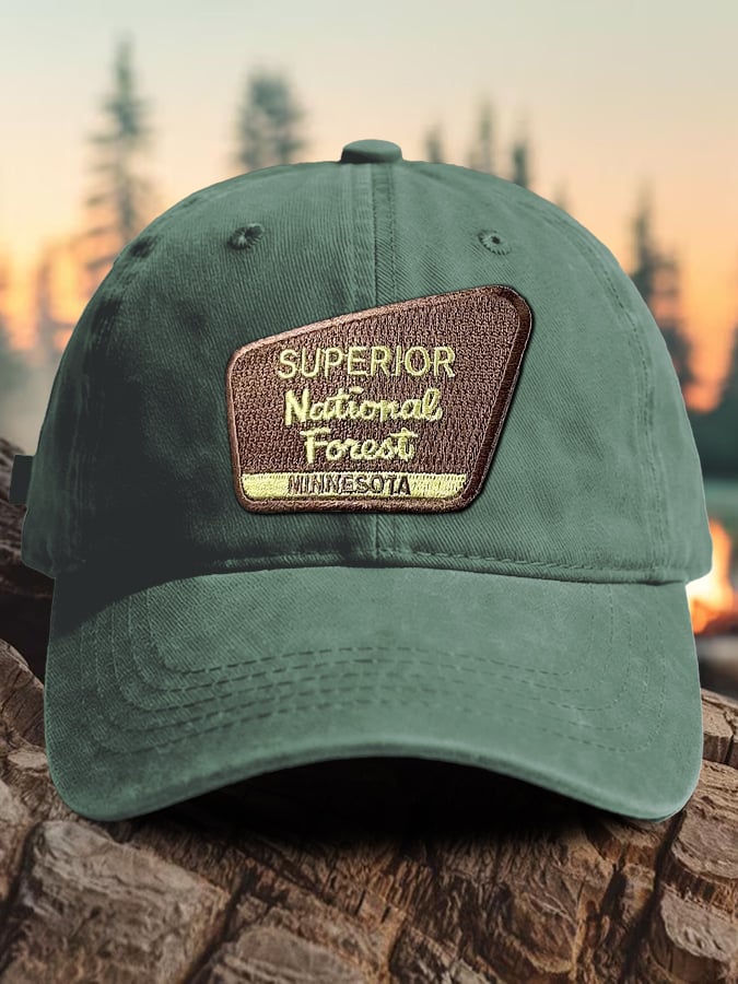 Retro Superior National Forest Minnesota Print Baseball Cap