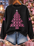Women's Black Breast Cancer Awareness Printed Casual T-Shirt