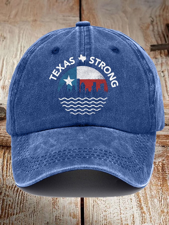 Retro Texas Strong State Flag Print Baseball Cap