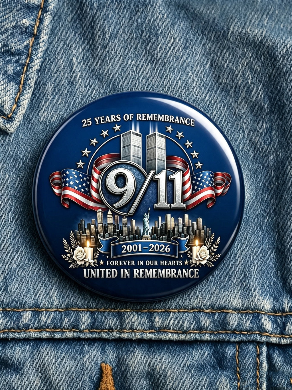 9/11 Memorial Printed Brooch
