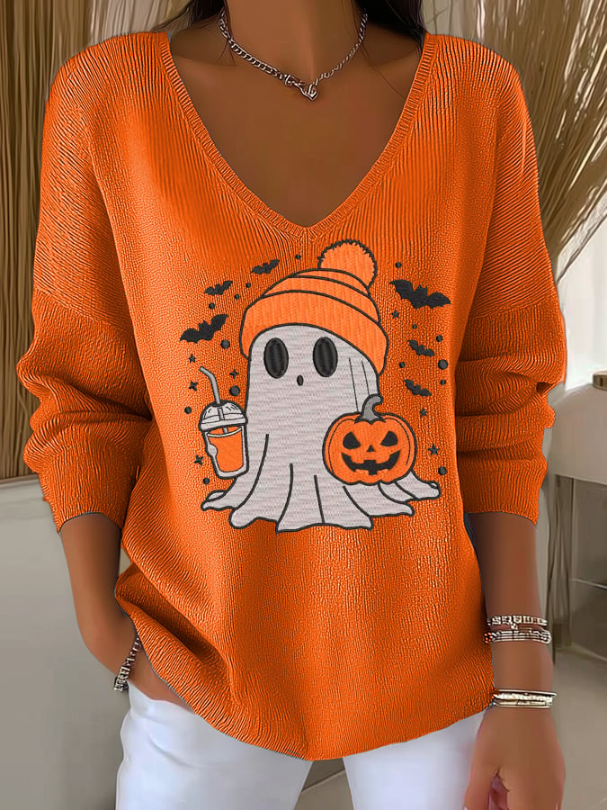 Women's Autumn Ghost Striped Long-Sleeved Top