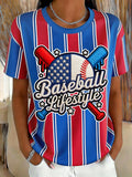 Women's American Baseball Fan Print T-Shirt