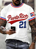 Men's Puerto Rico Baseball Print Casual T-shirt