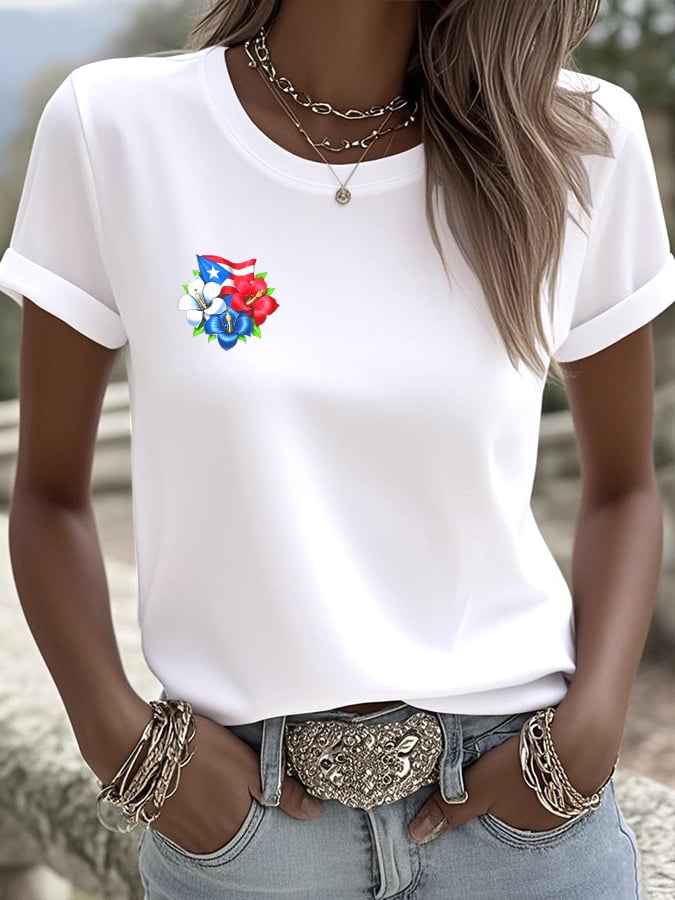 Women's Printed Round Neck T-Shirt
