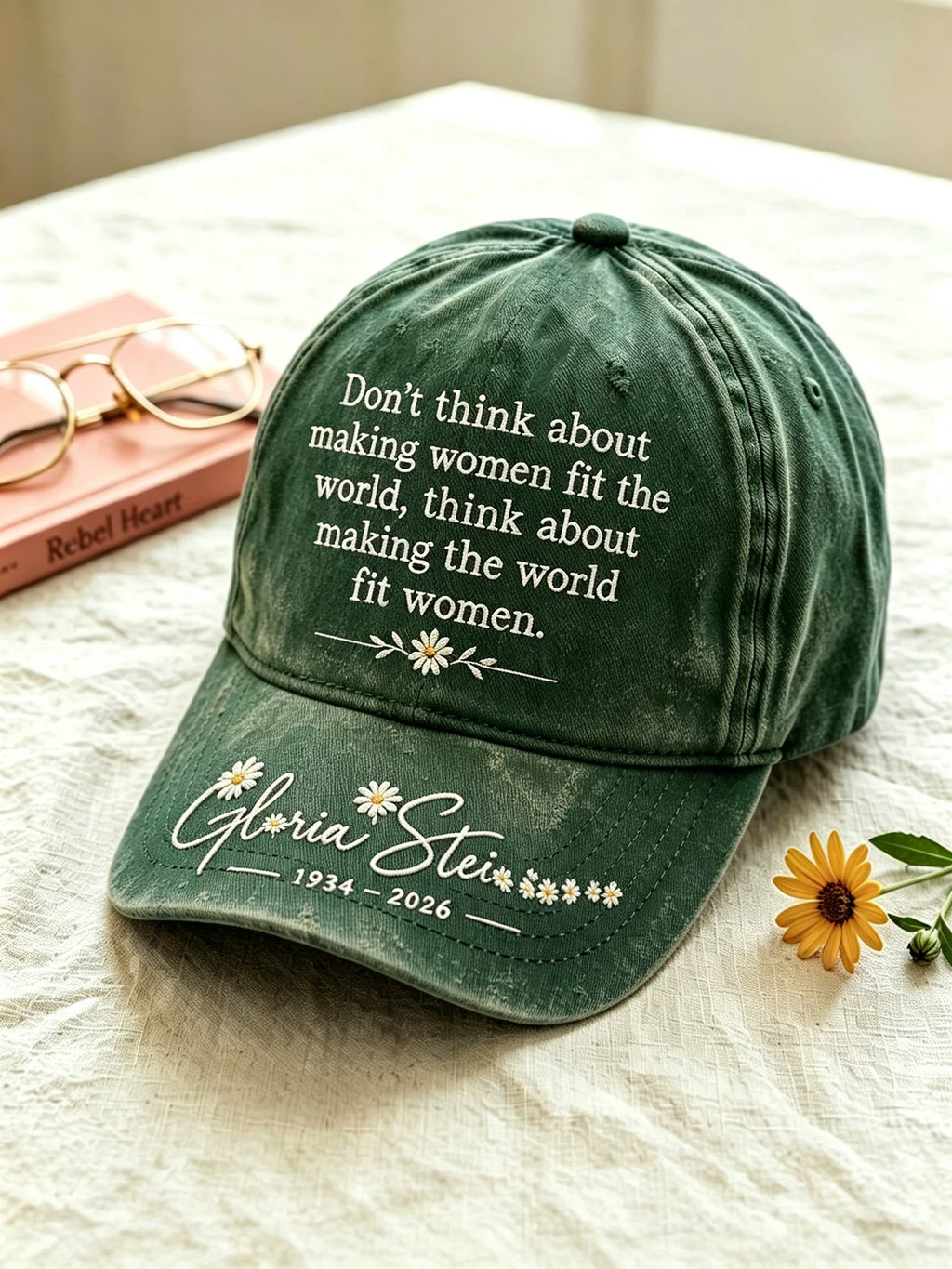 Letter-Print Faux-Denim Hat (Unisex)