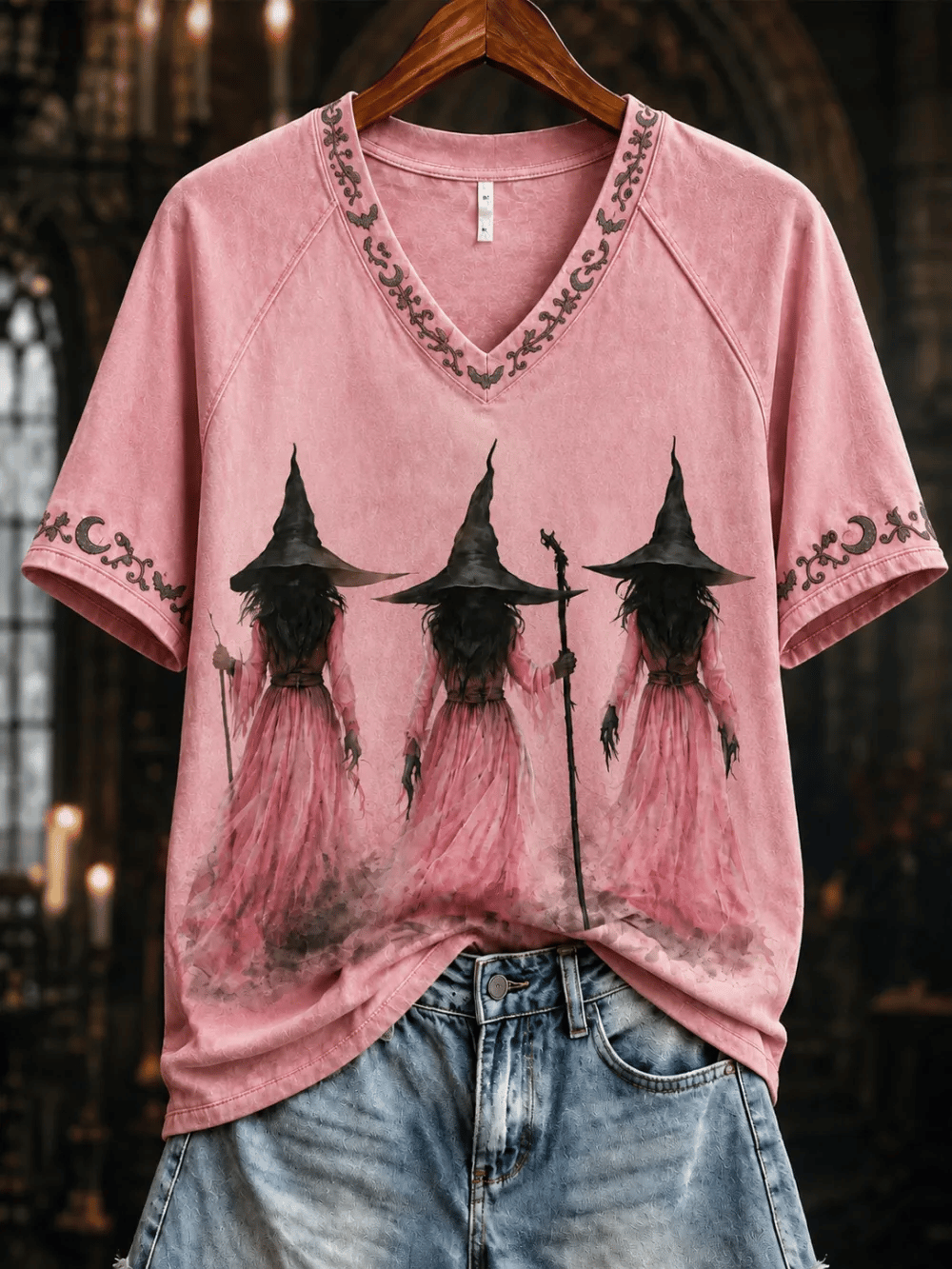 Women's Halloween Witch Print T-shirt