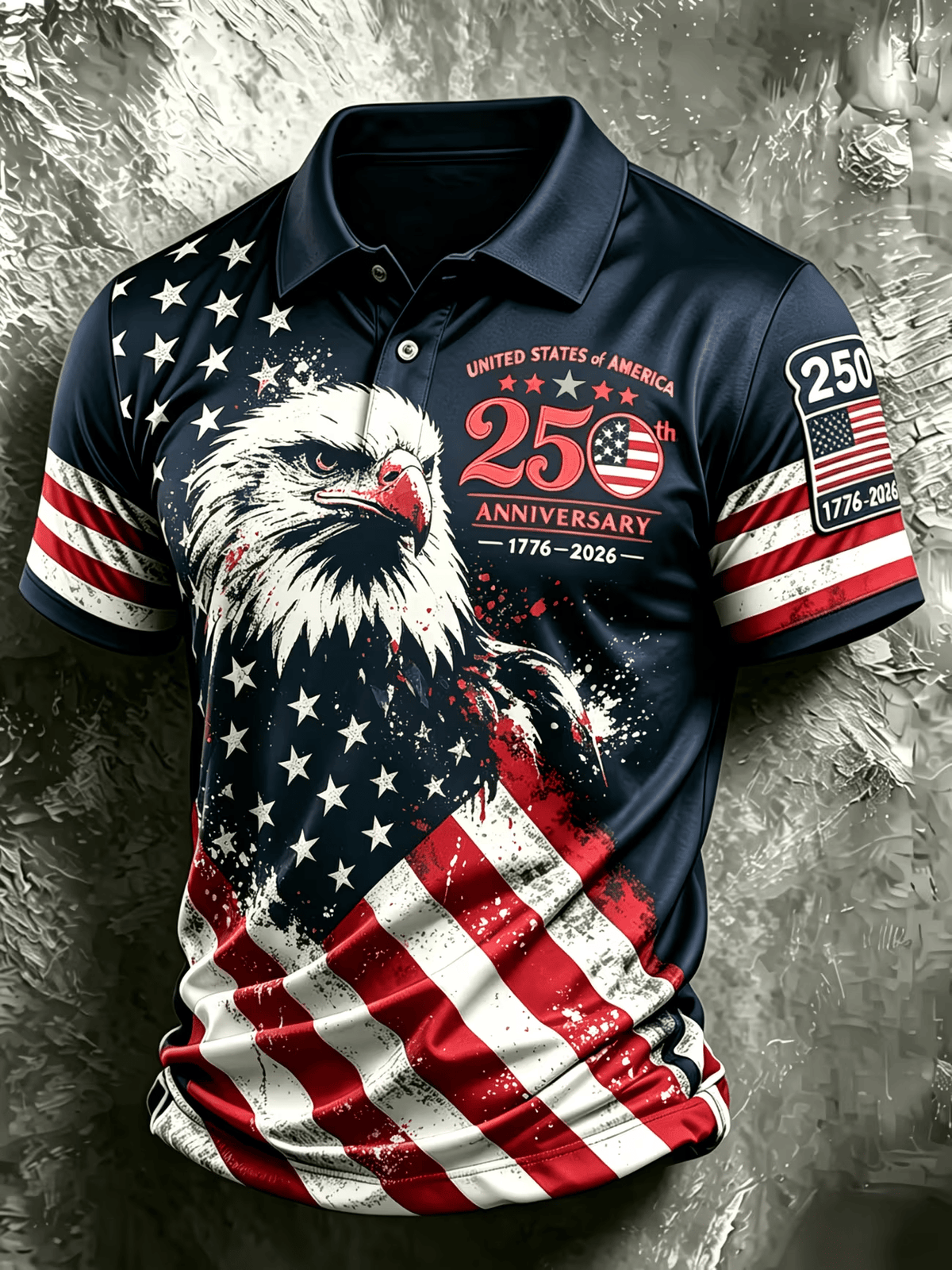 Men's Casual U.S. 250th Anniversary Print Polo Shirt