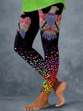 Elvis Eagle Diamond Glitter Black Color Print Leggings