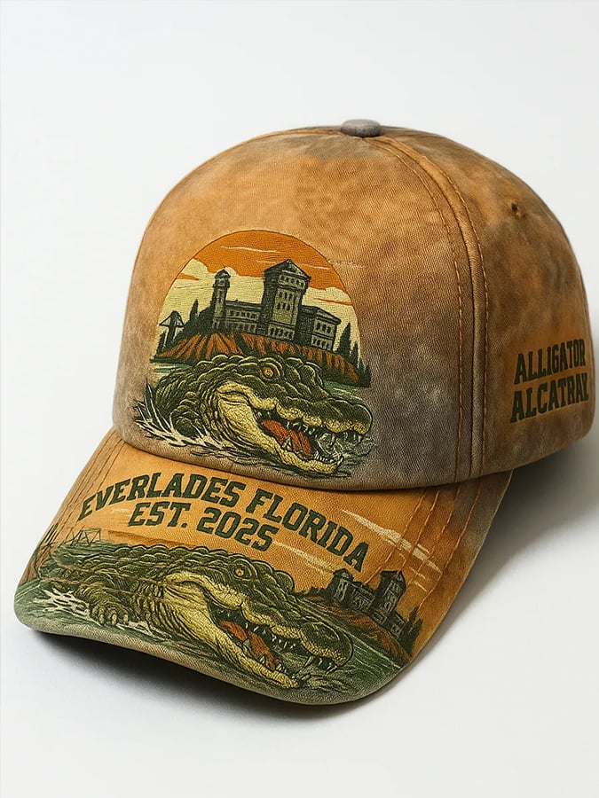 Unisex Vintage Washed Crocodile Print Hat