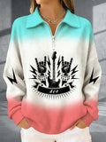 Women's Winter Nativity Print Waffle Lapel Top