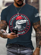 Men's Alligator Alcatraz Ready To Serve Dark Humor Patoitic Printing T Shirt