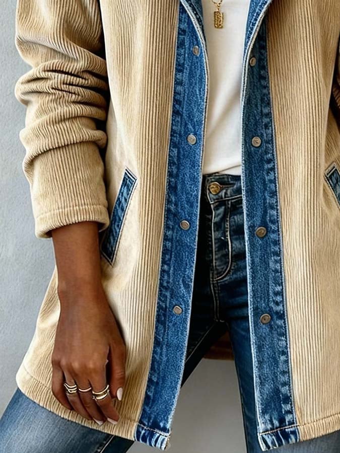 Women'S Casual Denim Contrast Color Stitching Jacket