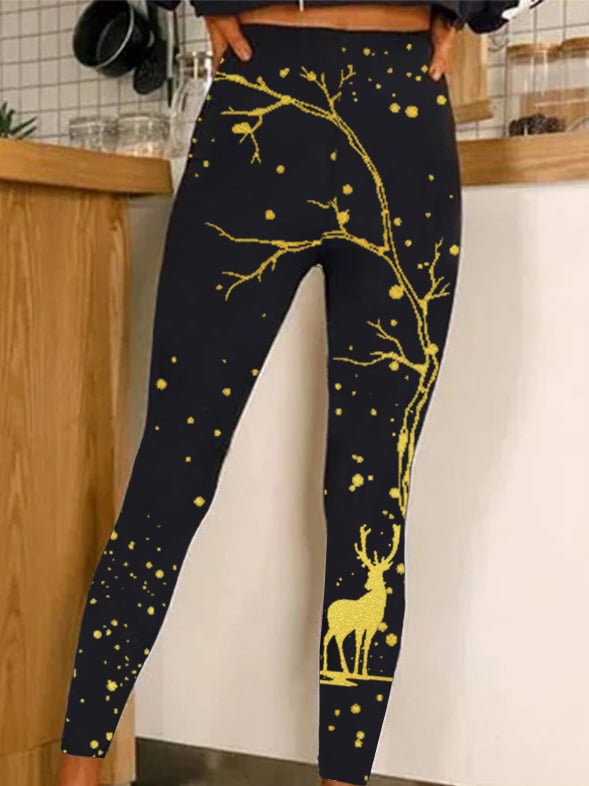Christmas Print Deer Leggings