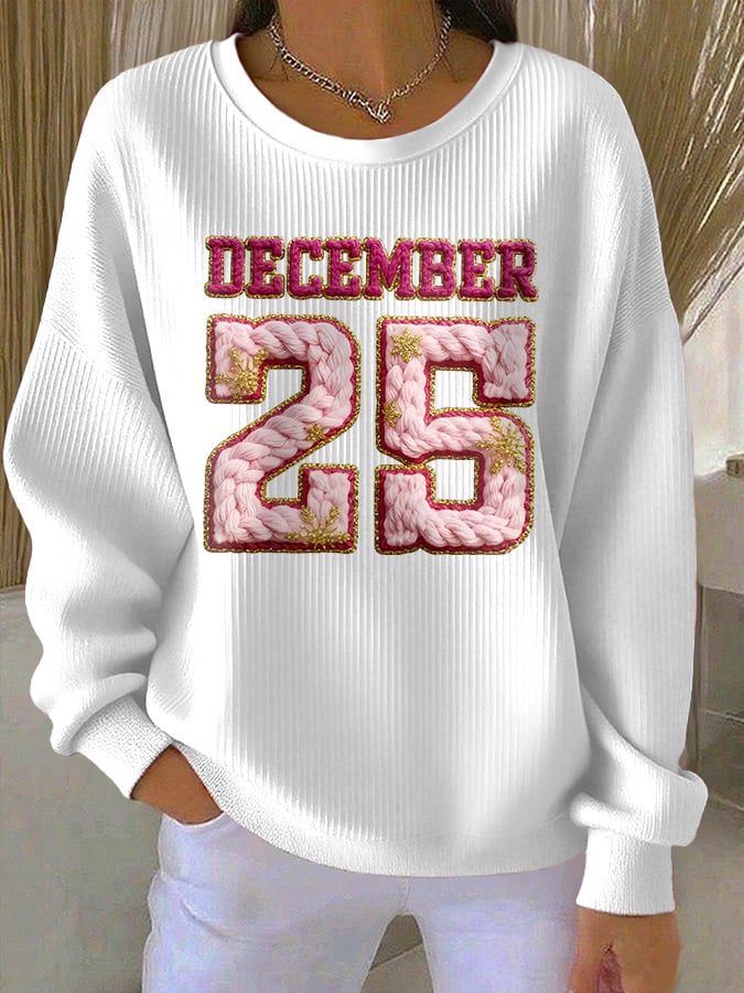 Retro Christmas December 25 Print Sweatshirt