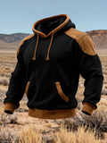 Men's Retro Stitching Contrast Color Hooded Sweatshirt