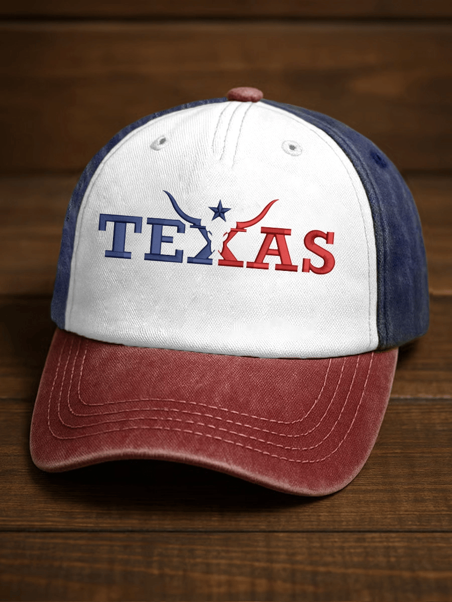 Unisex Retro Western Texas Bull Skull Print Hat