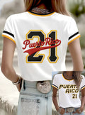 Women's Puerto Rico Baseball Printed T-shirts