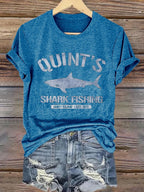 Women's Shark Fishing  Print T-Shirt