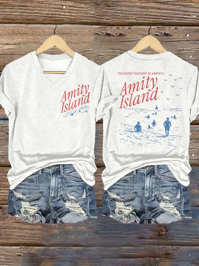 Women's Amity Island 1975 Printed Short-Sleeved T-Shirt
