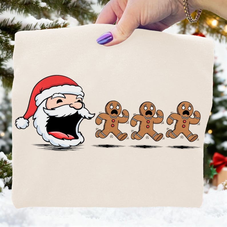 Funny Santas Cookie Christmas Art Print Sweatshirt