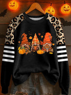 Women'S Fall Gnome Pumpkins Print Raglan Sleeve Sweatshirt