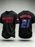 Men's Puerto Rico Baseball Print Short-Sleeve T-Shirt