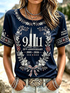 Women's We Will Never Forget 9 11 Print T-shirt