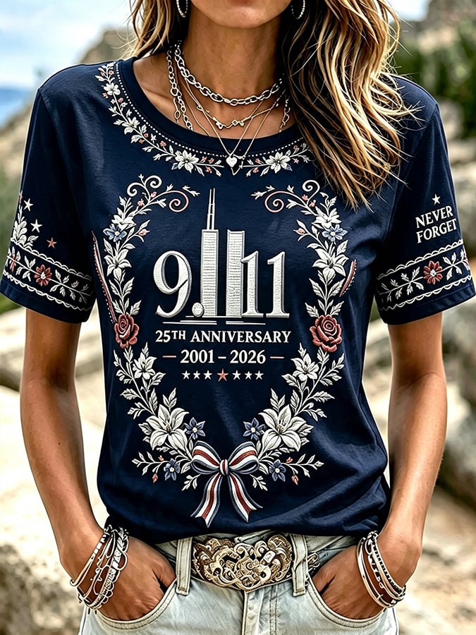 Women's We Will Never Forget 9 11 Print T-shirt
