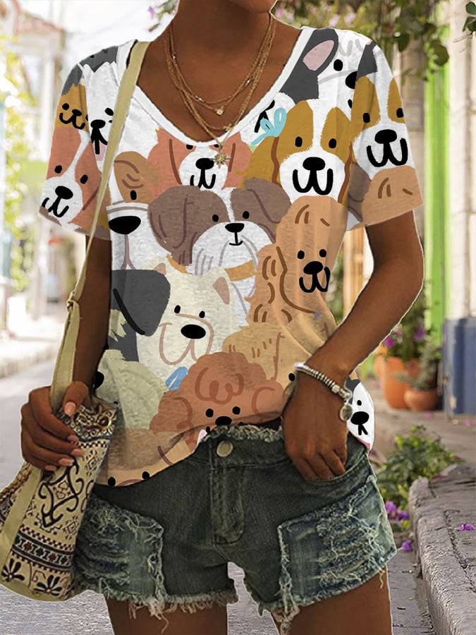 Women's Dog Love Print Casual T-Shirt