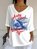 Women's Great White Shark 1975 Graphic Print Mid Sleeve Casual T-Shirt