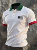 Men'S Retro "Patriot" Color-Block Waffle-Knit Short-Sleeve Polo Shirt