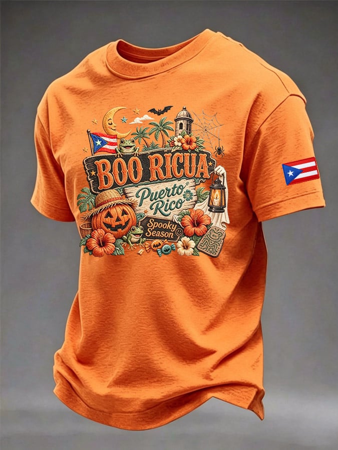 Men's Puerto Rico Halloween Printed Short-Sleeve T-Shirt