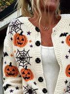 Women's Casual Halloween Print Cardigan