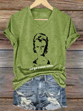 V-Neck Retro B.B Print T-Shirt