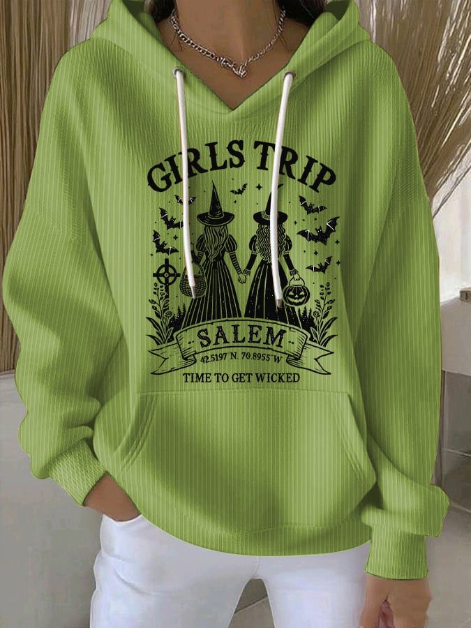 Women's Girls Trip Salem Witch Print Casual Sweatshirt