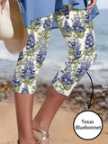 Women's Retro Texas Bluebonnet Print Leggings