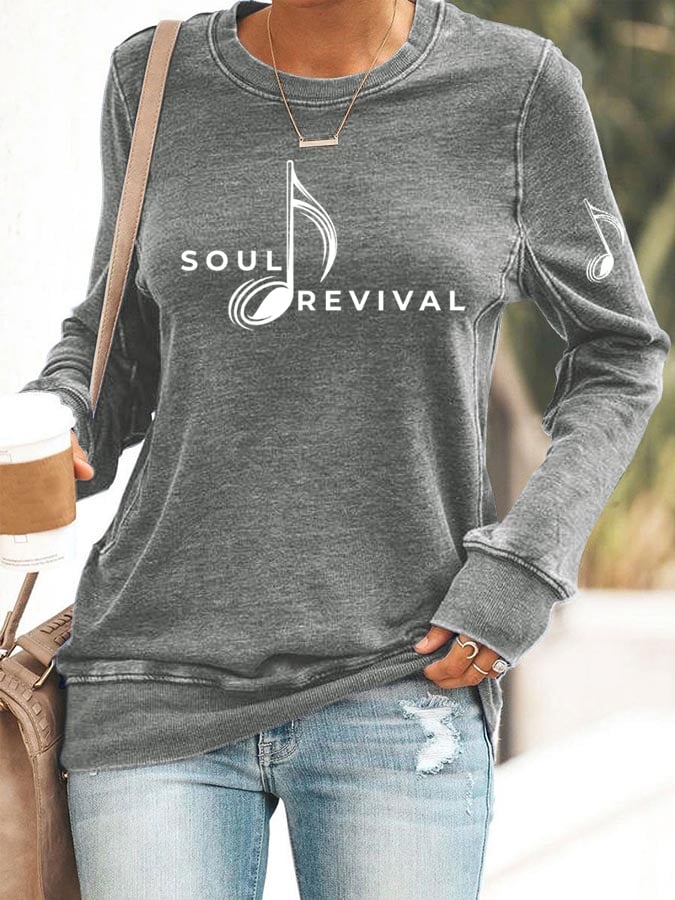 Women's Soul Revival Music Printed Casual Sweatshirt