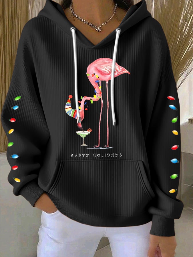 Women's Casual Christmas Flame Bird Hoodie