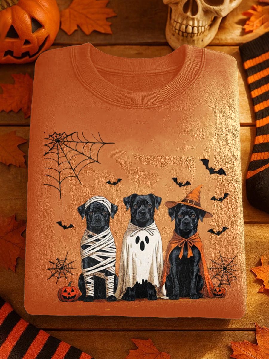 Dog Witch Halloween Art Printed Sweatshirt