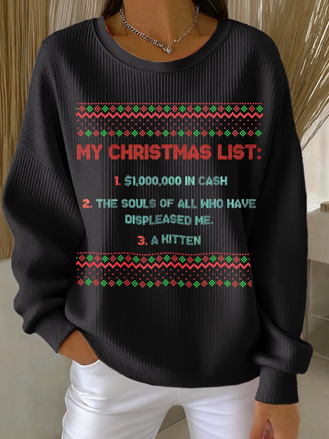 Women's MY CHRISTMAS LIST Print Sweatshirt