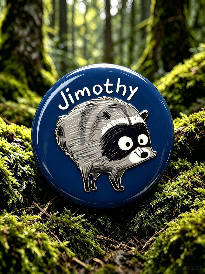 Unisex Retro Raccoon Jimothy Badge