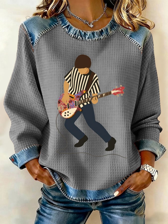 Women's Music Patchwork Casual Sweatshirt