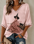 Women's Halloween Witch Print Shirt