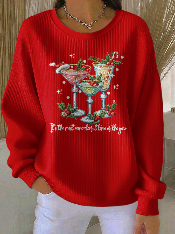 Women's casual IT'S THE MOST WINE-DERFUL TIME OF THE YEAR sweatshirt