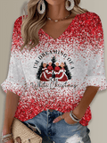 Merry Christmas Printed Long Sleeve Top