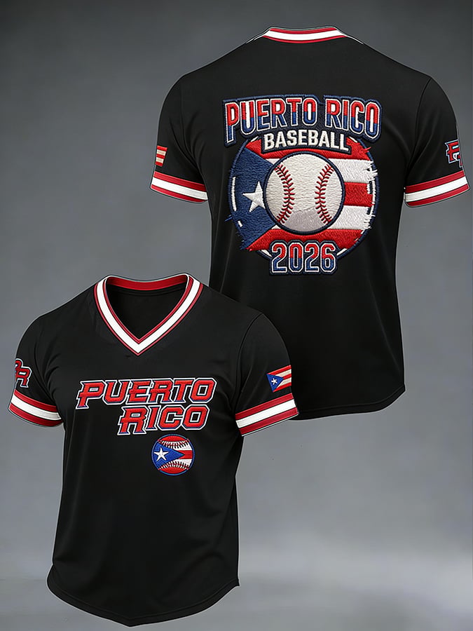 Men's Baseball Print Casual T-Shirt