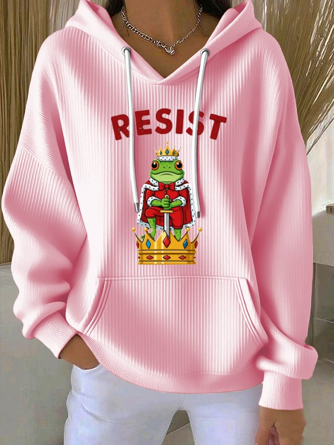 Women's Christmas FDT Crowned Frog Print Hooded Sweatshirt