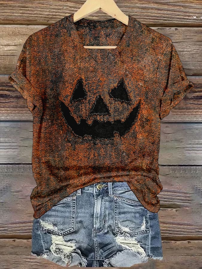 Women's Halloween Printed Short Sleeve T-Shirt